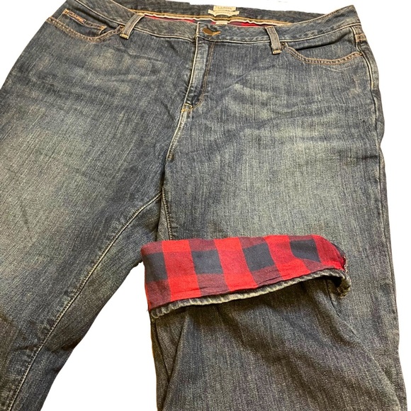 L.L. Bean Favorite Fit Women’s 16 Petite plaid lined blue jeans PRELOVED - Picture 11 of 13
